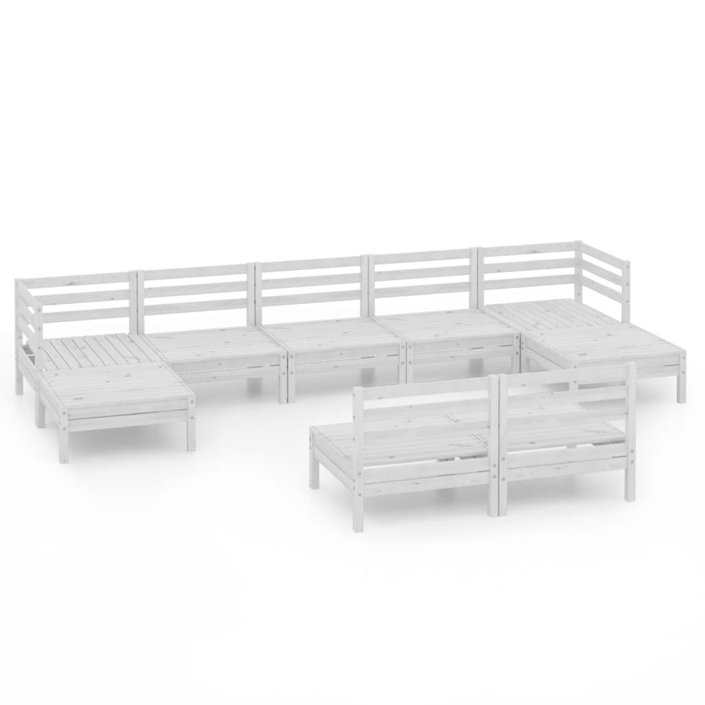 vidaXL Salon de jardin 9 pièces blanc en pin massif