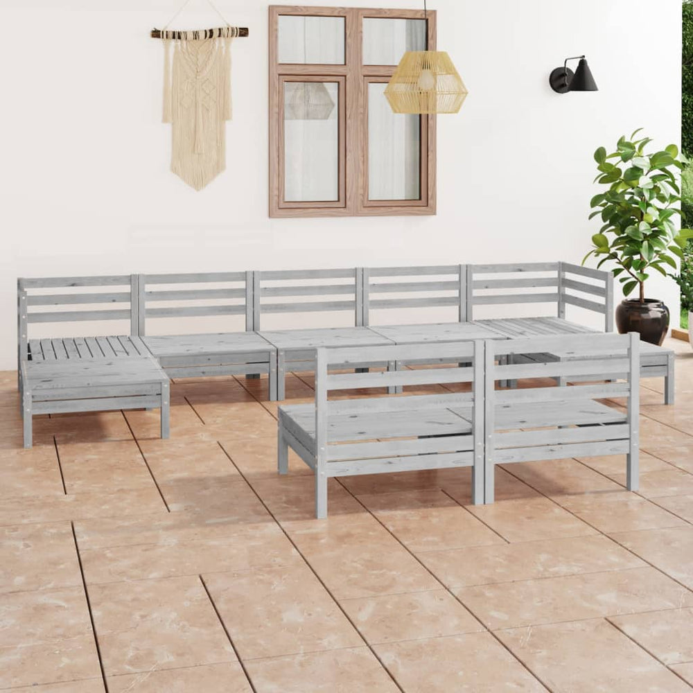 vidaXL Salon de jardin 9 pièces blanc en pin massif