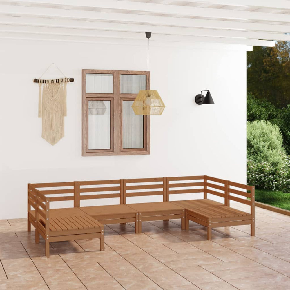 vidaXL Salon de jardin 6 pcs marron miel, bois de pin massif