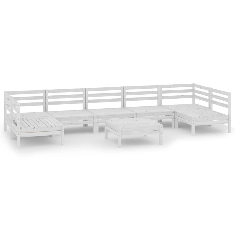 vidaXL Salon de jardin 8 pcs Blanc Bois de pin massif