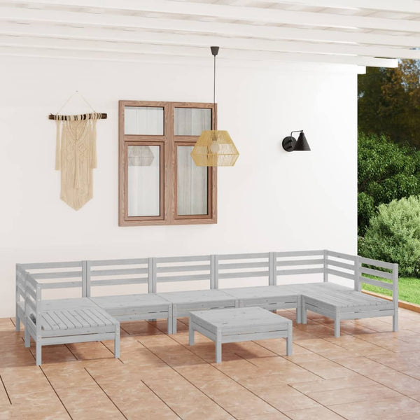 8-tlg. Garten-Lounge-Set Weiß Massivholz Kiefer