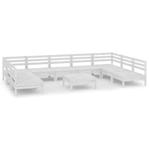10-tlg. Garten-Lounge-Set Weiß Massivholz Kiefer
