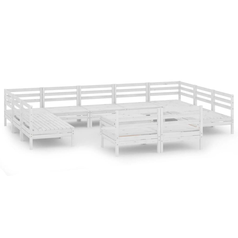 vidaXL Salon de jardin 12 pcs blanc bois de pin massif