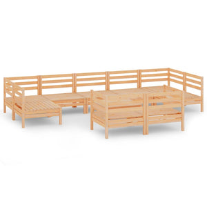 10-tlg. Garten-Lounge-Set Massivholz Kiefer