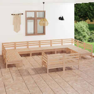 12-tlg. Garten-Lounge-Set Massivholz Kiefer