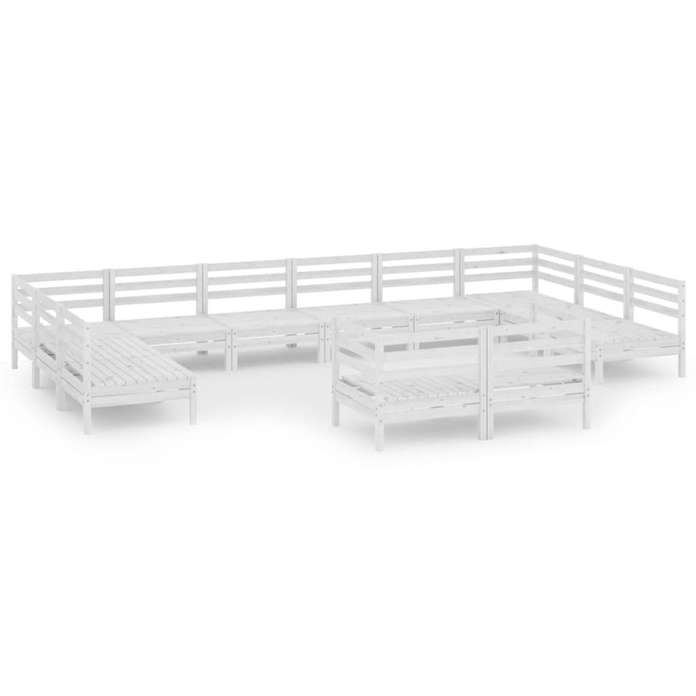 vidaXL Salon de jardin 12 pcs blanc bois de pin massif