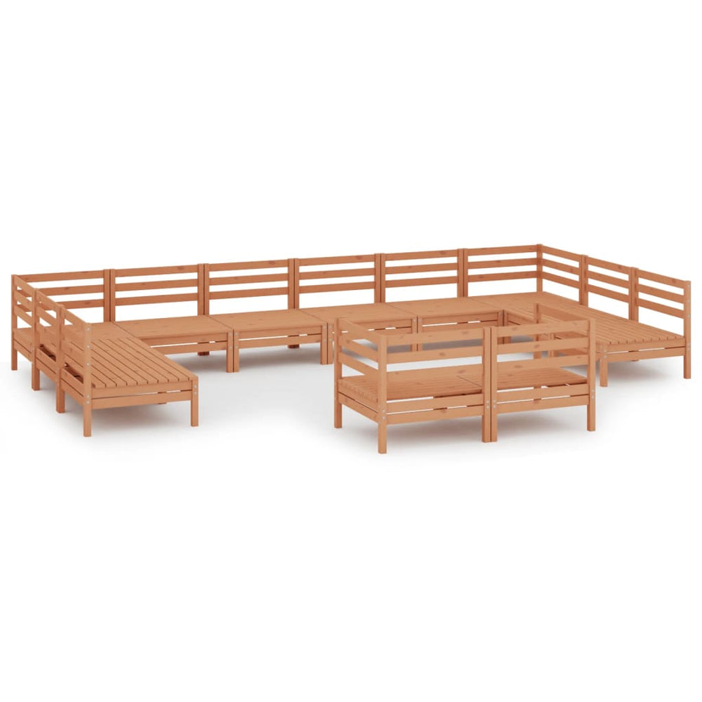 vidaXL Salon de jardin 12 pcs Bois de pin massif Marron miel