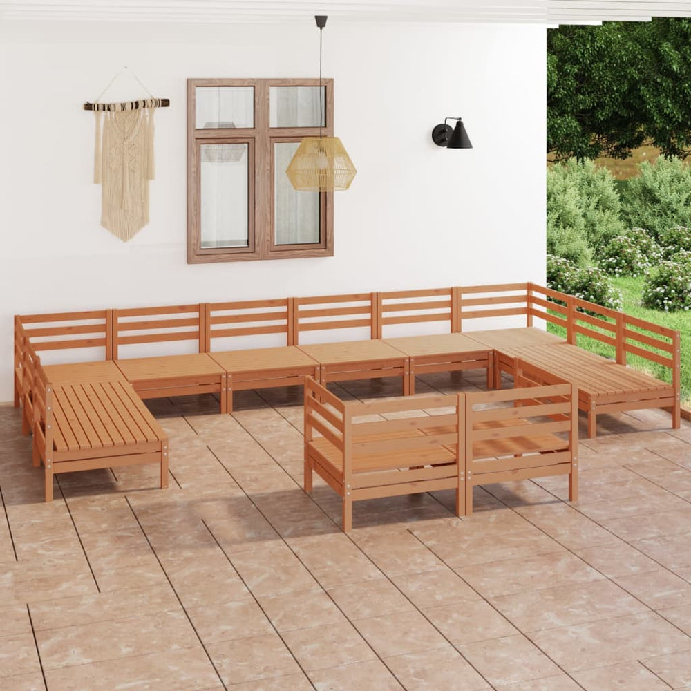 vidaXL Salon de jardin 12 pcs Bois de pin massif Marron miel
