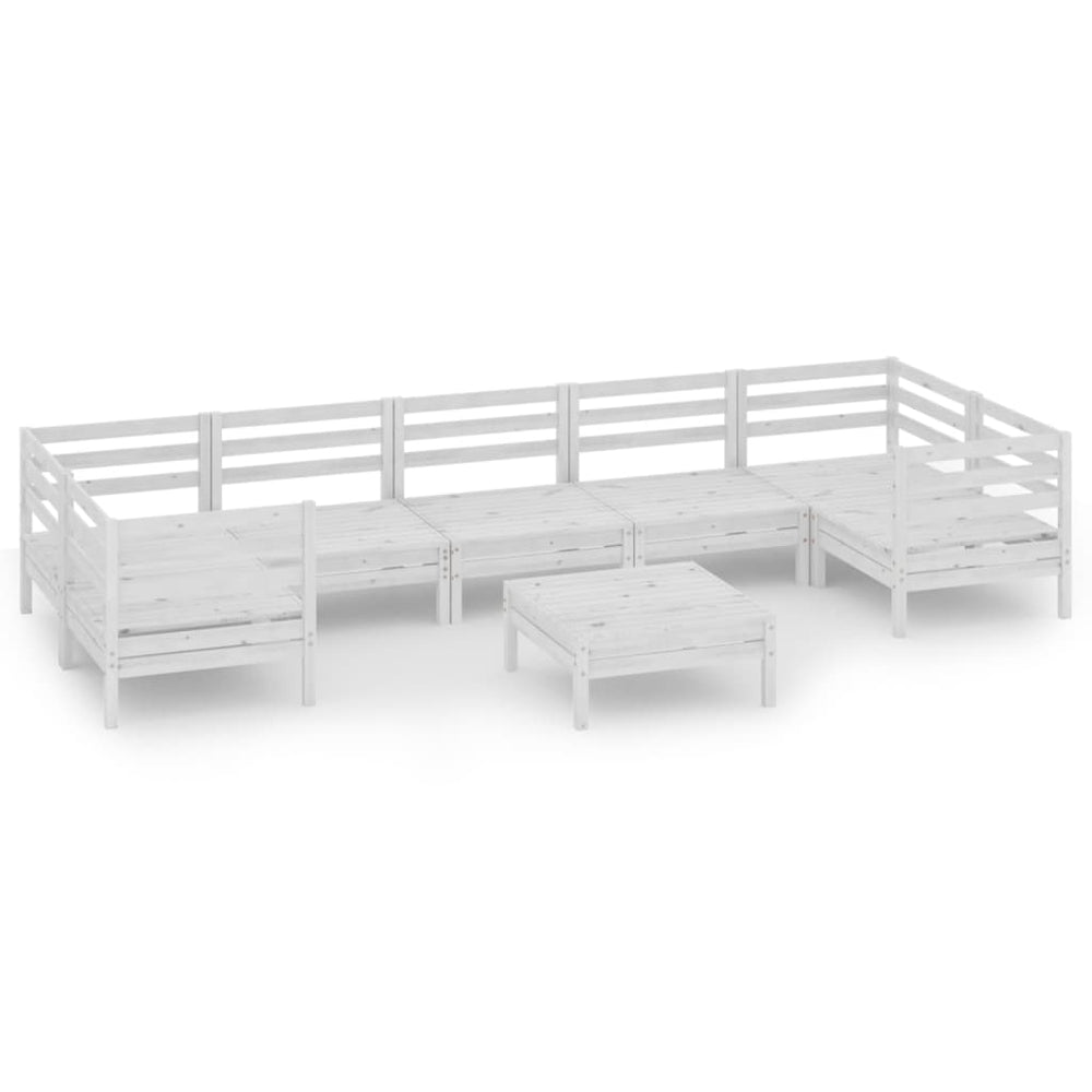 vidaXL Salon de jardin 8 pcs Blanc Bois de pin massif