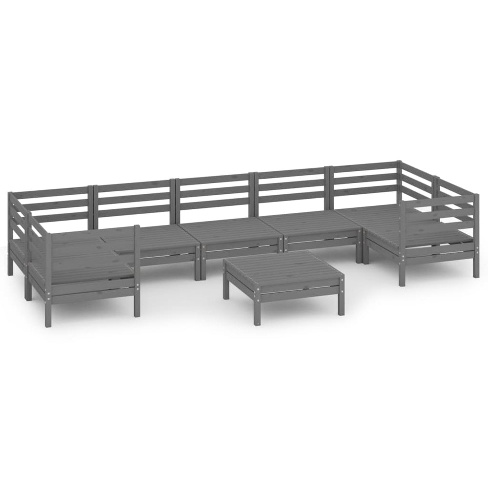 vidaXL Salon de jardin 8 pcs Bois de pin massif Gris