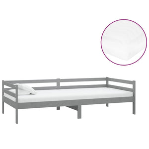 vidaXL Lit de repos avec matelas 90x200 cm Gris Pin Massif