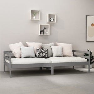 vidaXL Lit de repos avec matelas 90x200 cm Gris Pin Massif
