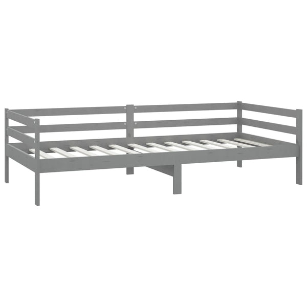 vidaXL Lit de repos avec matelas 90x200 cm Gris Pin Massif
