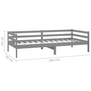 vidaXL Lit de repos avec matelas 90x200 cm Gris Pin Massif