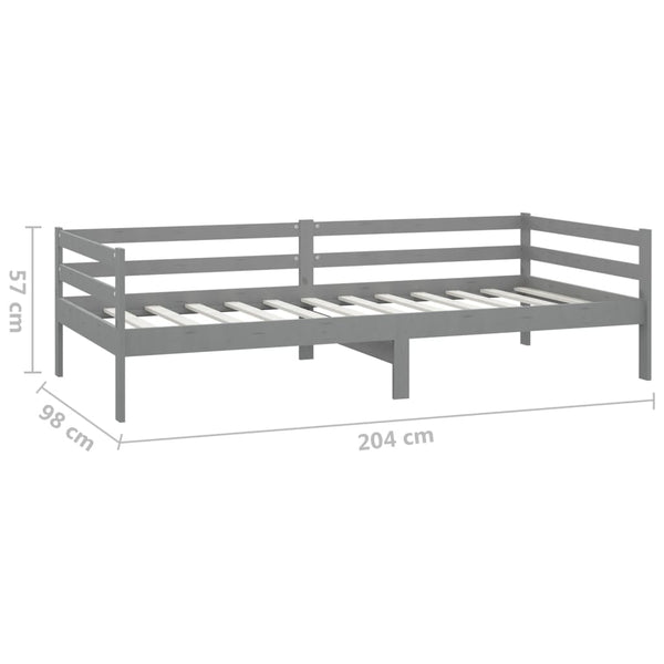 vidaXL Lit de repos avec matelas 90x200 cm Gris Pin Massif