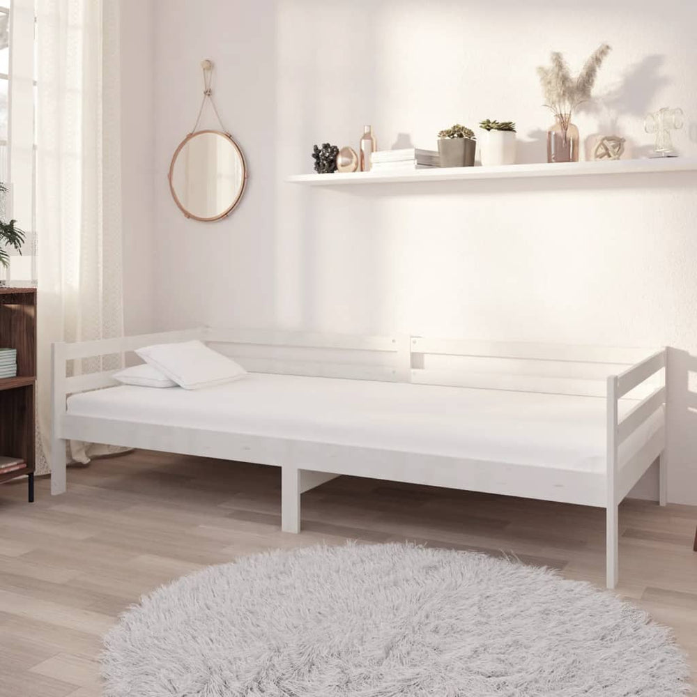 vidaXL Lit de repos avec matelas 90x200 cm blanc pin massif