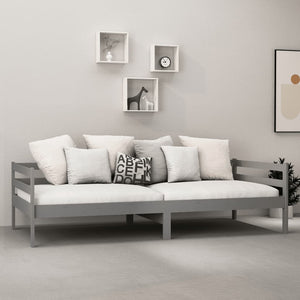 Tagesbett mit Matratze 90x200 cm Grau Kiefer Massivholz