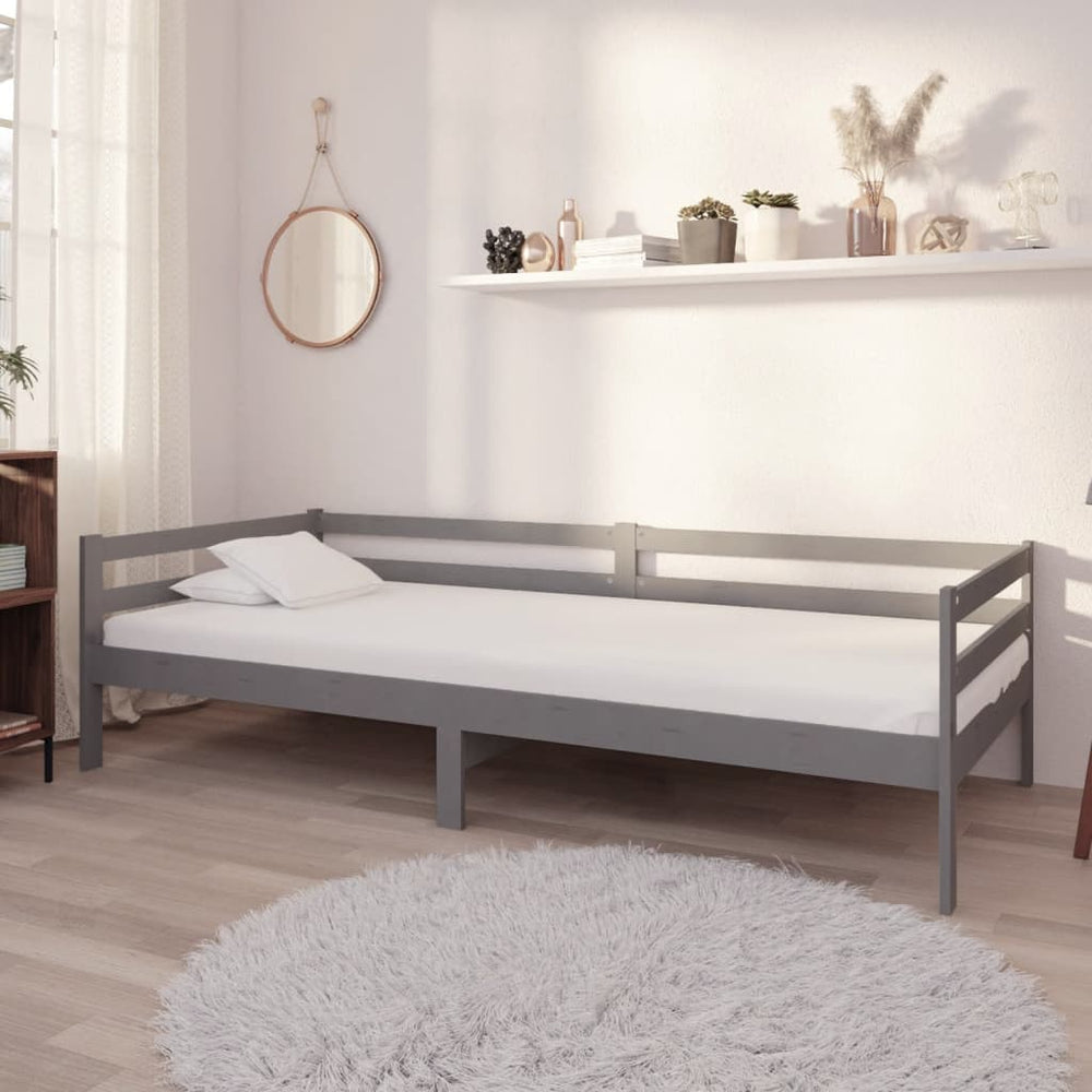 vidaXL Lit de repos avec matelas 90x200 cm Gris Pin Massif