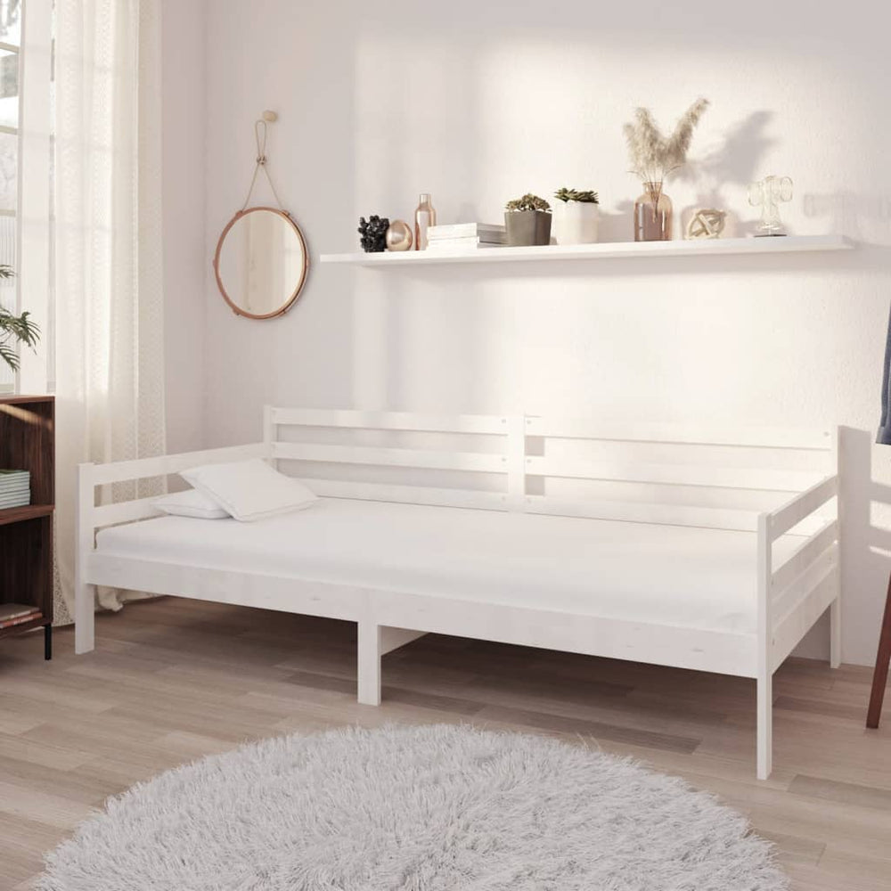 vidaXL Lit de repos avec matelas 90x200 cm blanc pin massif