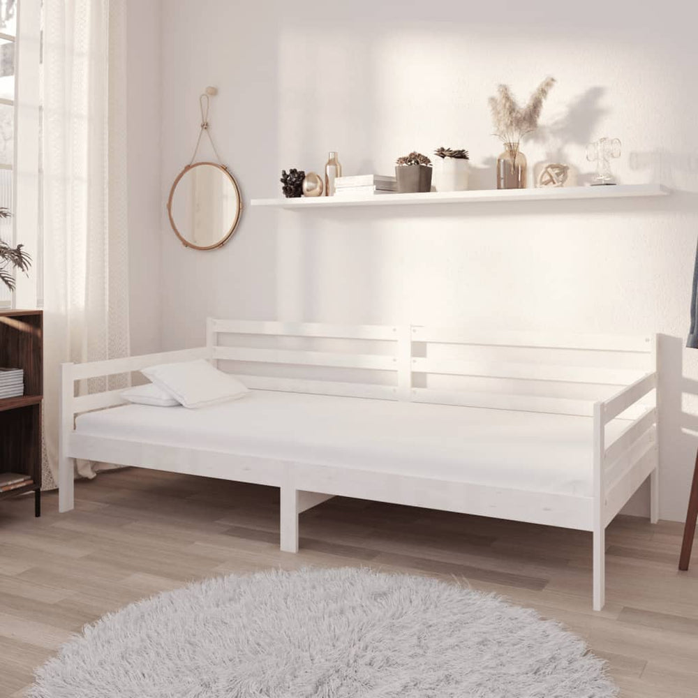 vidaXL Lit de repos avec matelas 90x200 cm blanc pin massif