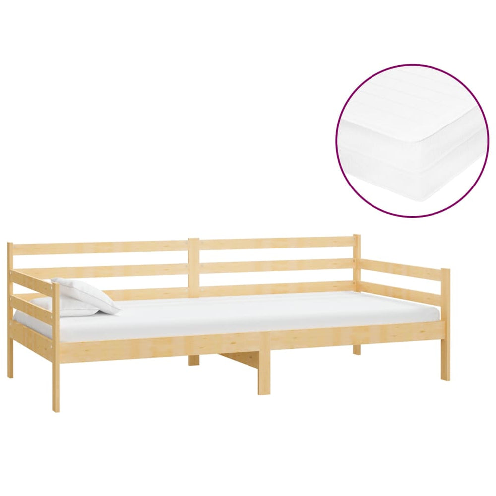 vidaXL Lit de repos avec matelas 90x200 cm Bois de pin massif