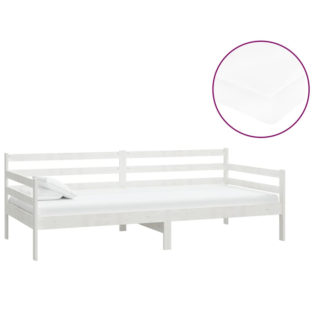 vidaXL Lit de repos avec matelas 90x200 cm blanc pin massif