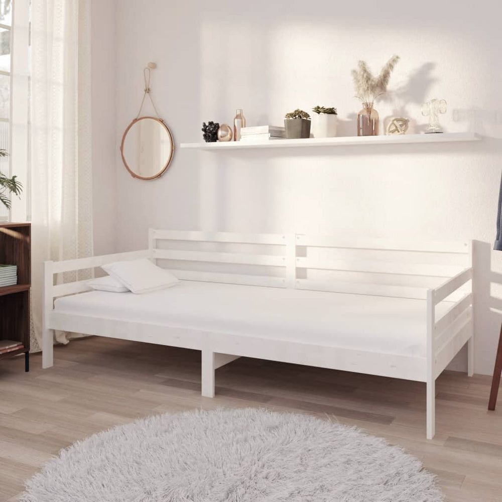 vidaXL Lit de repos avec matelas 90x200 cm blanc pin massif