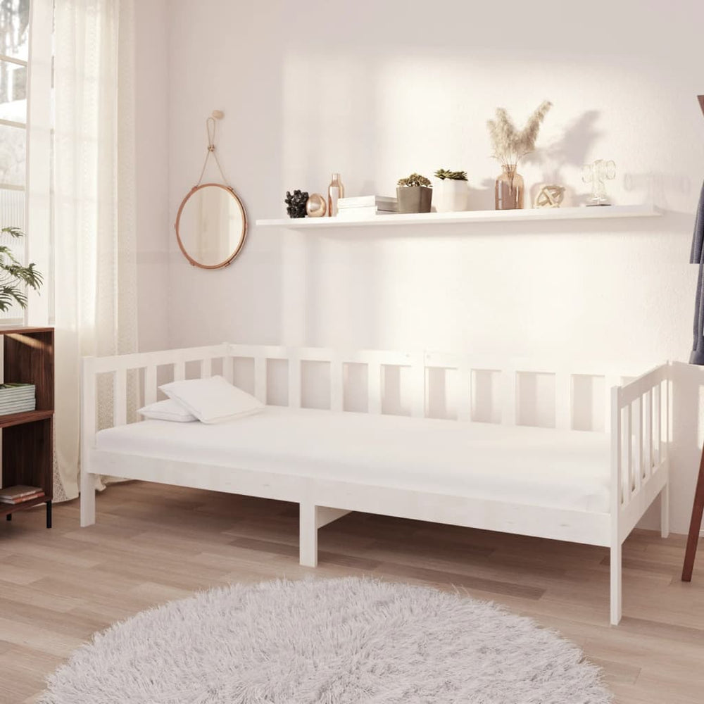 vidaXL Lit de repos avec matelas 90x200 cm blanc pin massif