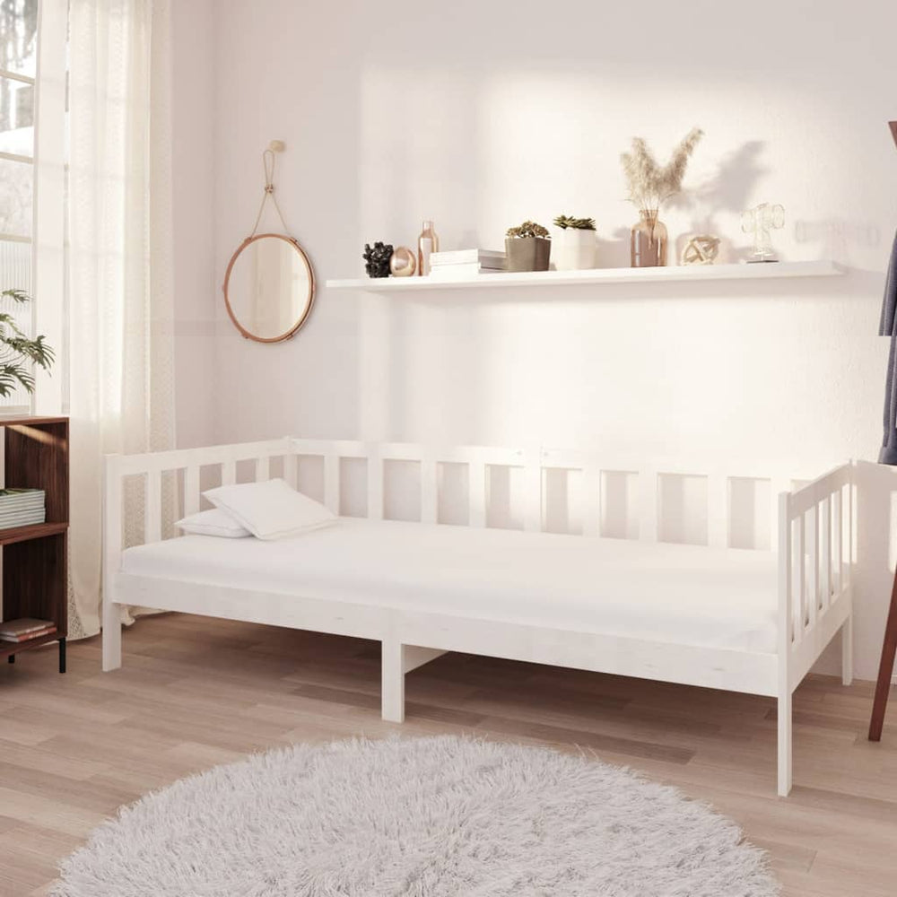 vidaXL Lit de repos avec matelas 90x200 cm blanc pin massif