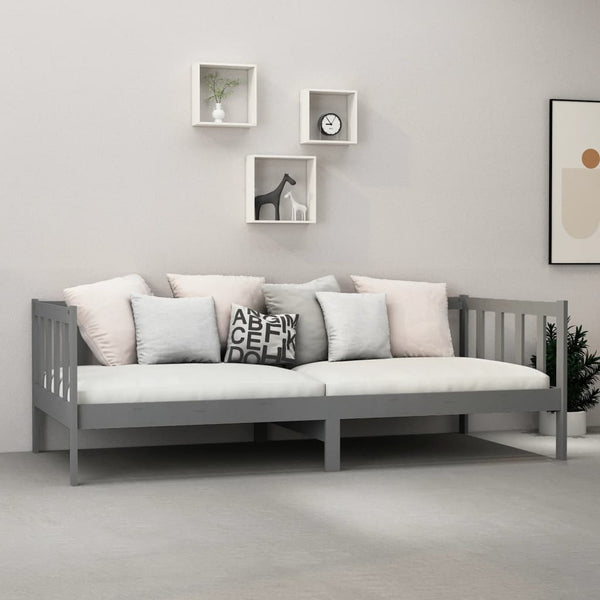 vidaXL Lit de repos avec matelas 90x200 cm Gris Pin Massif