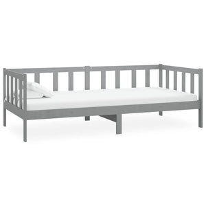 vidaXL Lit de repos avec matelas 90x200 cm Gris Pin Massif