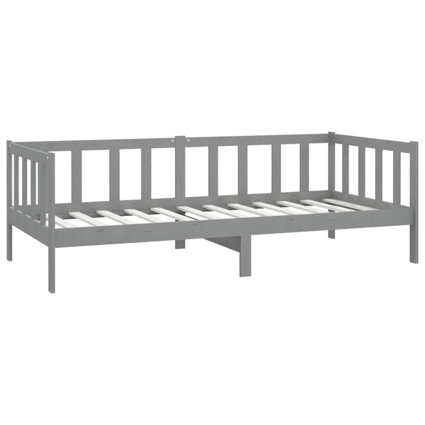 vidaXL Lit de repos avec matelas 90x200 cm Gris Pin Massif