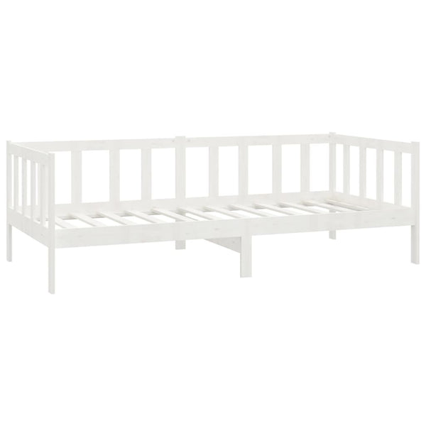Tagesbett mit Matratze 90x200 cm Weiß Kiefer Massivholz