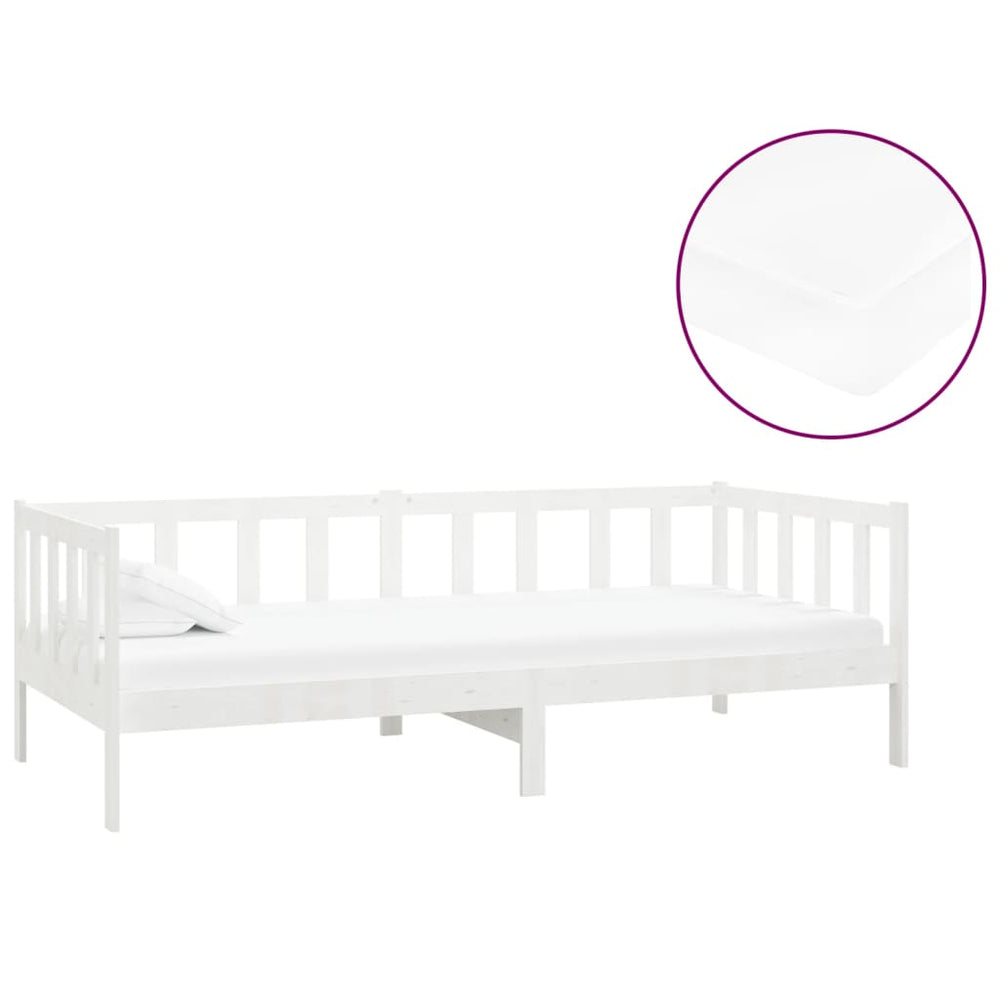 vidaXL Lit de repos avec matelas 90x200 cm blanc pin massif