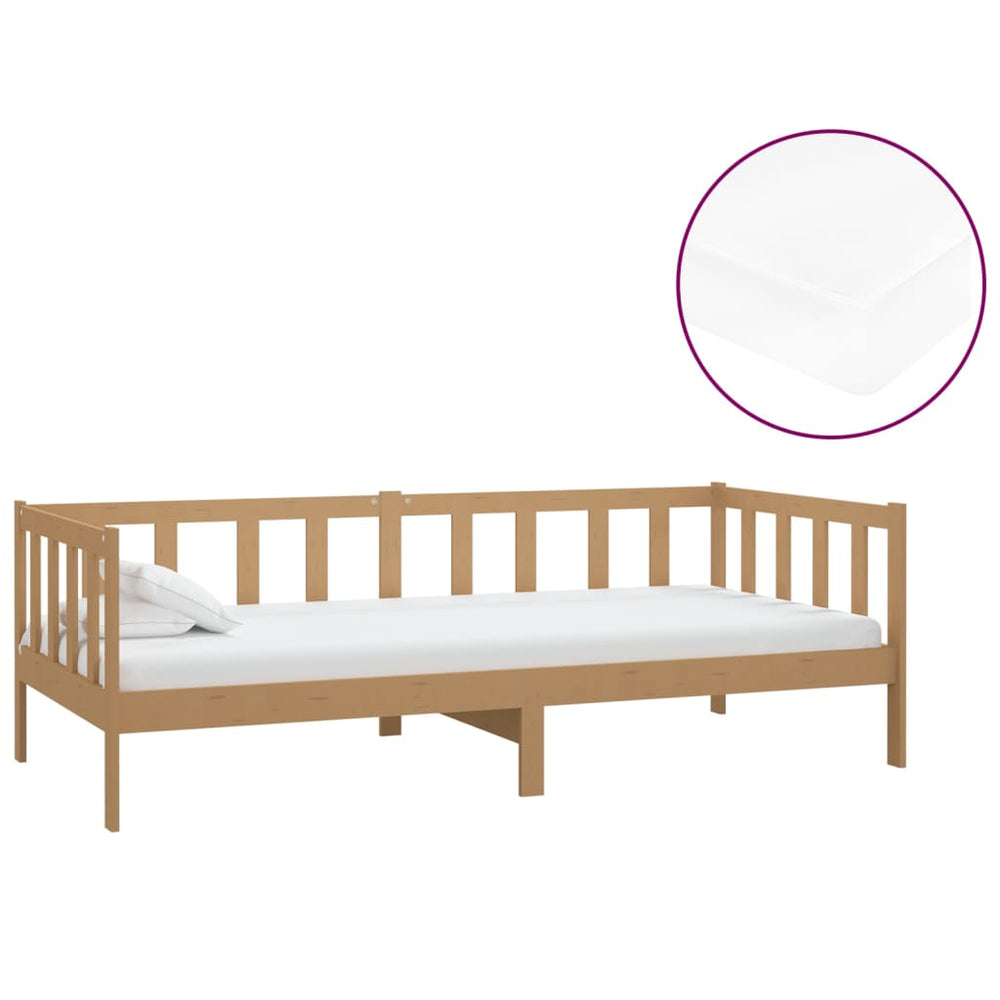 vidaXL Lit de repos avec matelas 90x200 cm marron miel en pin massif