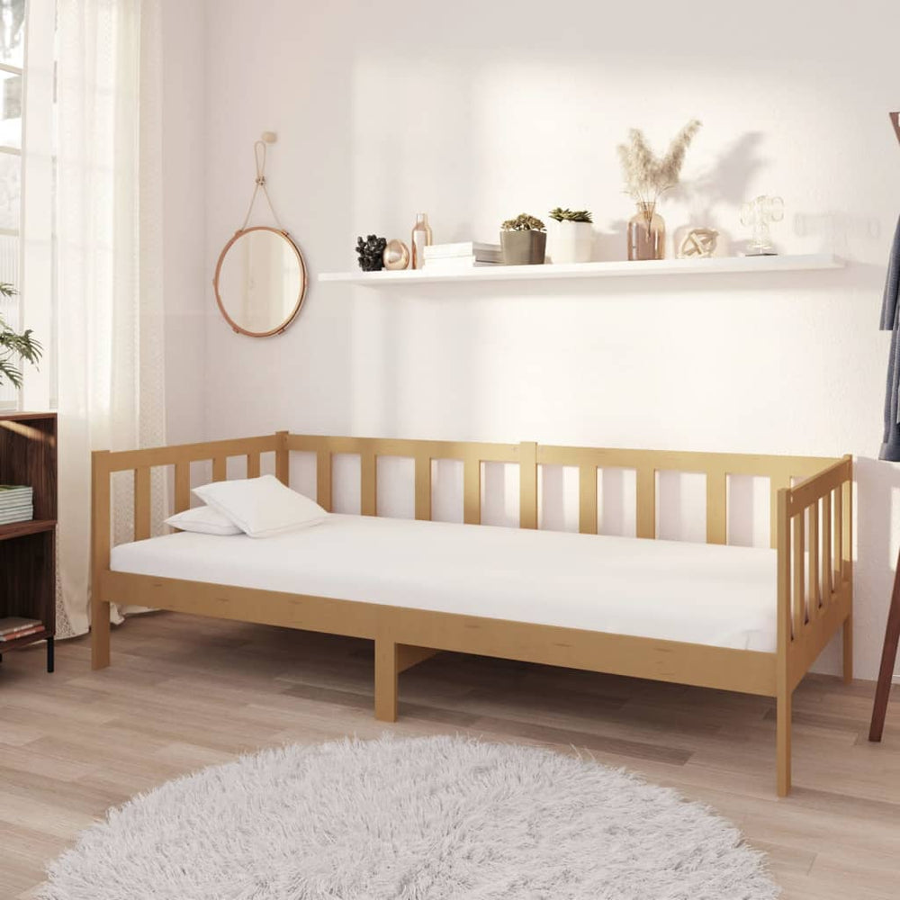 vidaXL Lit de repos avec matelas 90x200 cm marron miel en pin massif