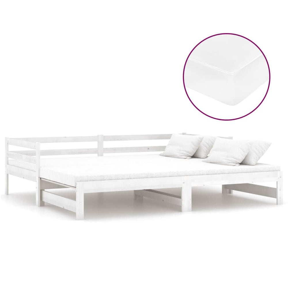 vidaXL Lit de jour gigogne 2x(90x200) cm Blanc Bois de pin massif