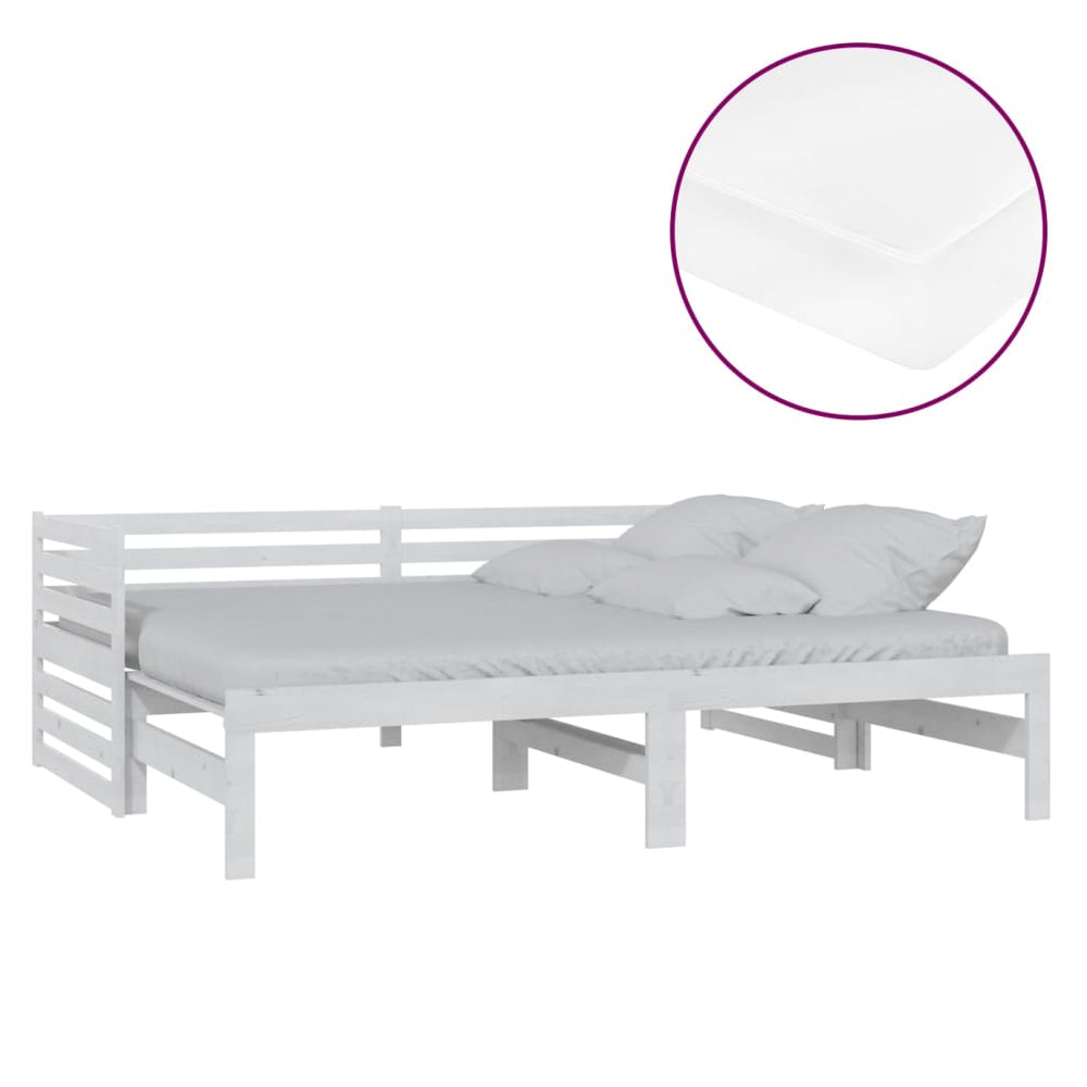 vidaXL Lit de jour gigogne 2x(90x200) cm Blanc Bois de pin massif