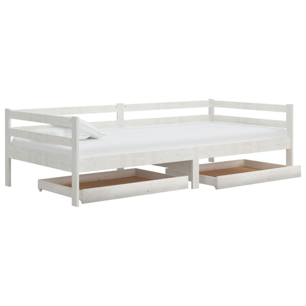 Tagesbett mit Schubladen Weiß 90x200 cm Massives Kiefernholz