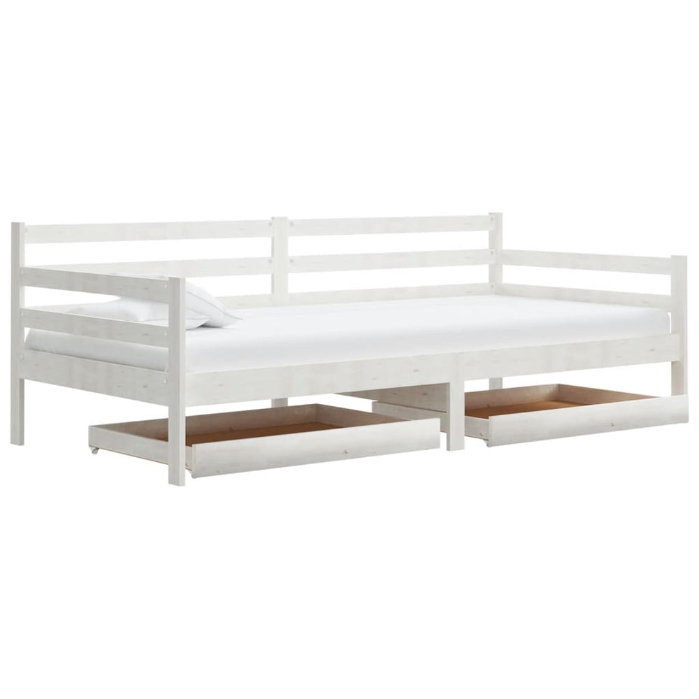 vidaXL Lit de repos avec tiroirs 90x200 cm Bois de pin massif Blanc