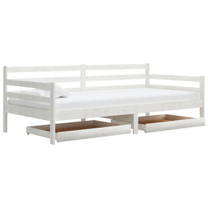 vidaXL Lit de repos avec tiroirs 90x200 cm Bois de pin massif Blanc