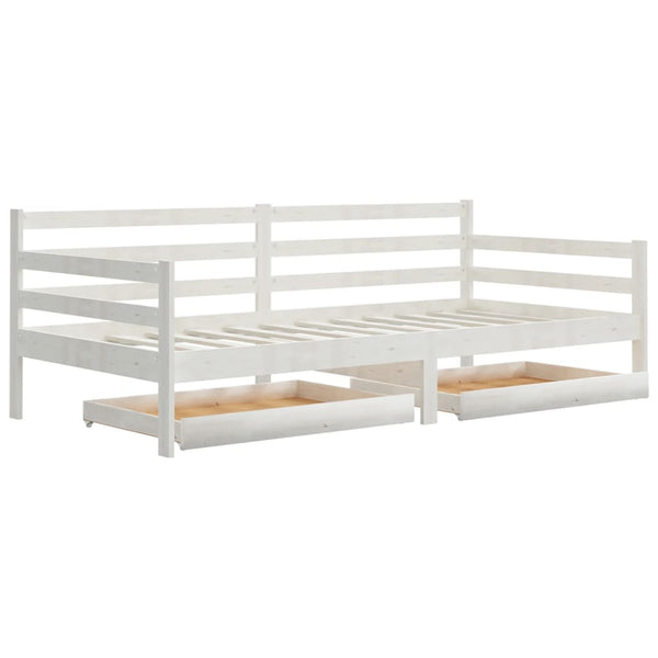 vidaXL Lit de repos avec tiroirs 90x200 cm Bois de pin massif Blanc