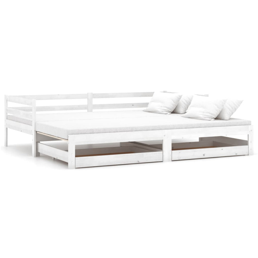 vidaXL Lit de jour gigogne 2x(90x200) cm Blanc Bois de pin massif