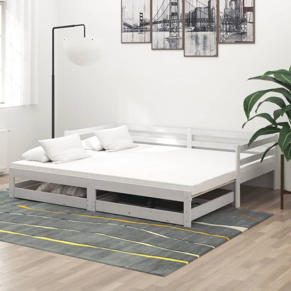 vidaXL Lit de jour gigogne 2x(90x200) cm Blanc Bois de pin massif