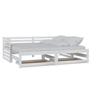 vidaXL Lit de jour gigogne 2x(90x200) cm Blanc Bois de pin massif