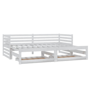 vidaXL Lit de jour gigogne 2x(90x200) cm Blanc Bois de pin massif
