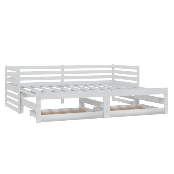 vidaXL Lit de jour gigogne 2x(90x200) cm Blanc Bois de pin massif