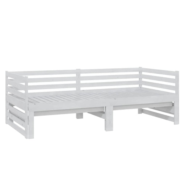 vidaXL Lit de jour gigogne 2x(90x200) cm Blanc Bois de pin massif