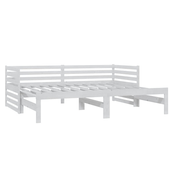 vidaXL Lit de jour gigogne 2x(90x200) cm Blanc Bois de pin massif