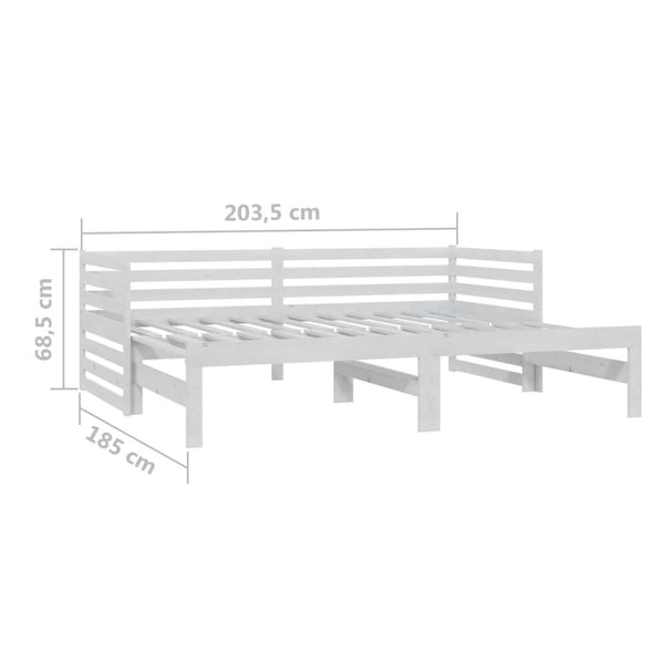 vidaXL Lit de jour gigogne 2x(90x200) cm Blanc Bois de pin massif